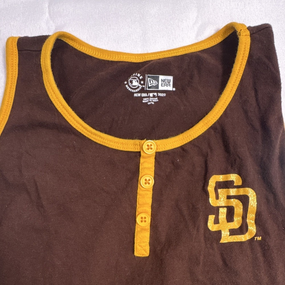 New Era San Diego Padres MLB Official Tank Top Shirt 14/16 Brown Gold
